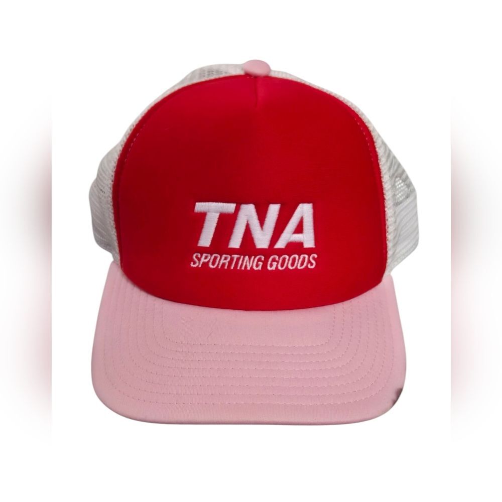 TNA Sporting Goods Red Pink & White Trucker Cap Hat Adjustable O/S